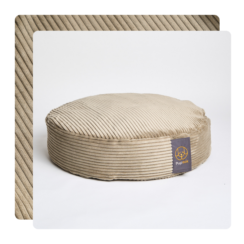 Khaki Cord Velour Dog Bed