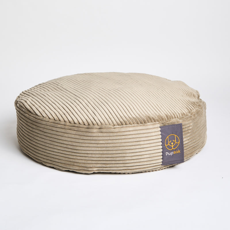 Khaki Cord Velour Dog Bed
