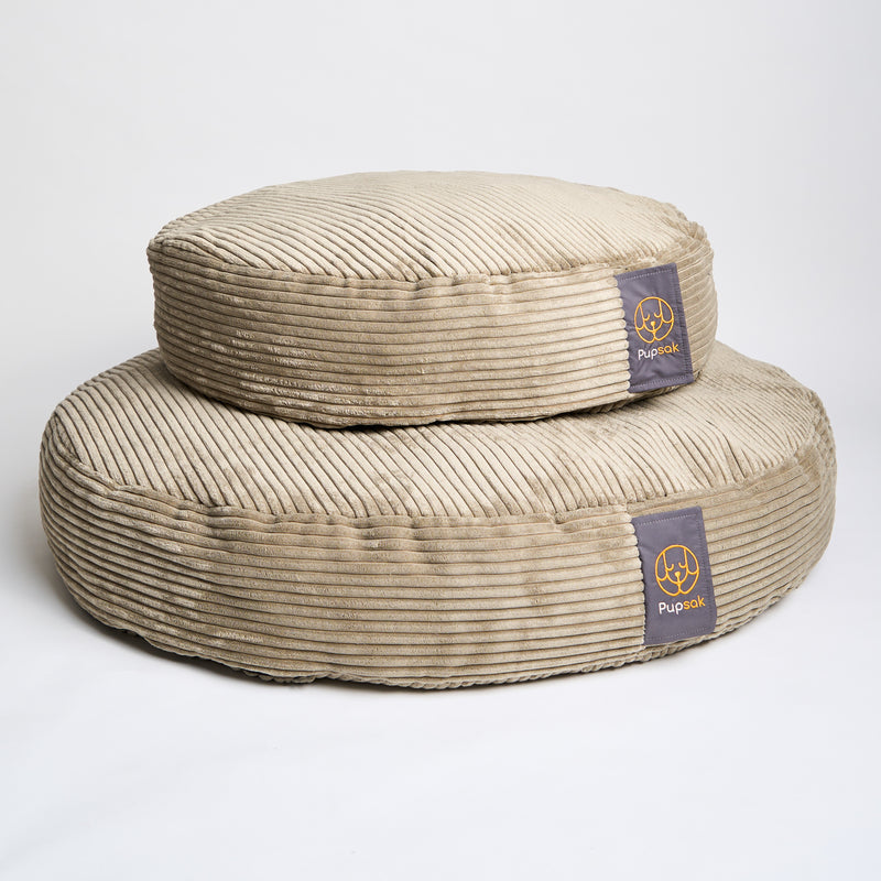 Khaki Cord Velour Dog Bed