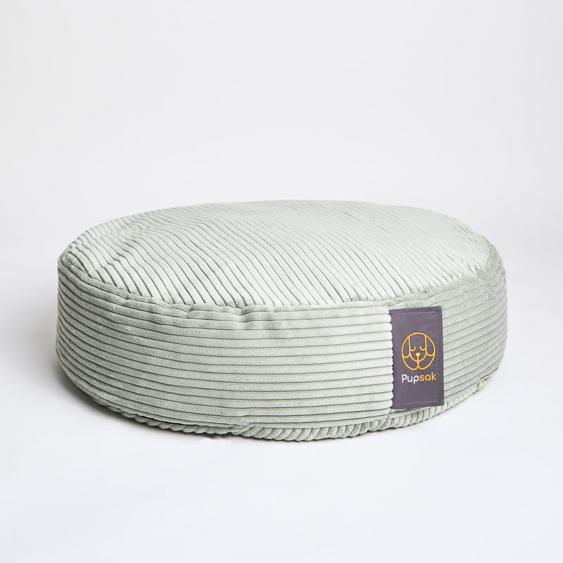 Comfy dog bed in duck egg corduroy