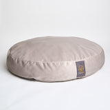 Large luxury dog bed in light grey velvet